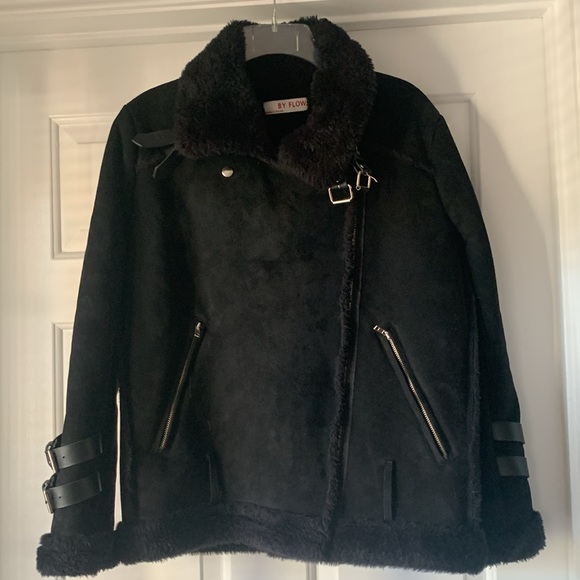 By Flow Black Belted Faux Suede & Fur Jackets - Picture 15 of 15